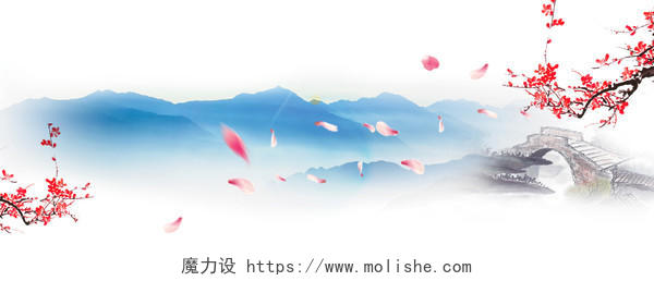 中国风水墨青花瓷海报背景